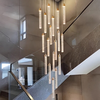 Lustre en cristal moderne en promotion, suspension créative classique pour escalier, éclairage long pour entrée de maison ou bureau