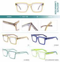 Vente en gros, offre spéciale, montures de lunettes carrées fantaisie haut de gamme en acétate laminé bicolore pour hommes optiques