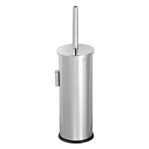 Soporte para escobilla de baño cromado de pie, 29 cm de altura, con tapa y asa lateral para uso en el baño - Product Image 1