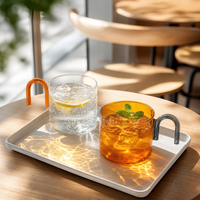 Gobelet en verre borosilicate haute résistance 300 ml, résistant à la chaleur, avec couvercle en bambou pour café glacé, thé et jus