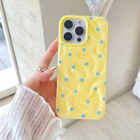 Pour 16promax Apple Ins couleur vague Point motif plissé 14 coréen 13P TPU étui de téléphone portable protecteur de caméra inclus