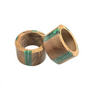 Creative Design Acacia Wood Resin Eco-Friendly American Style Green Napkin Ring and <b>Tissue</b> Holder <b>Wedding</b> Decor - Product Image 1