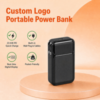Batterie externe tout-en-un 10000 mAh, charge rapide 22,5 W, câble intégré, prise murale, logo personnalisé, vente en gros directe usine OEM/ODM
