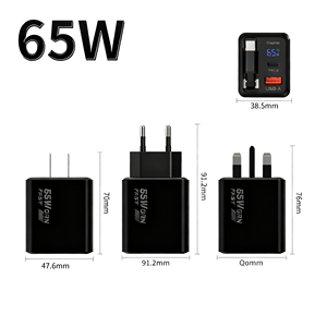 Nueva llegada Gadgets Artículo GaN 65W con pantalla LED Cargador rápido de pared de viaje USB C PD QC3.0 con cable retráctil para iPhone 17 - Product Image 5