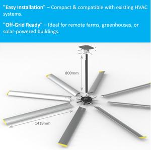 Lớn hvls năng lượng mặt trời-Powered thương mại Quạt trần phòng tập thể dục ngoài trời cafe làm mát Zero điện chi phí Wi-Fi/app-điều khiển từ xa - Product Image 5