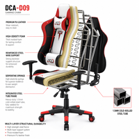 Chaise de jeu avec suspension à ressorts serpentin, inclinaison à 155 degrés, charge maximale de 150 kg, chaise de course pour l'e-sport et le gaming