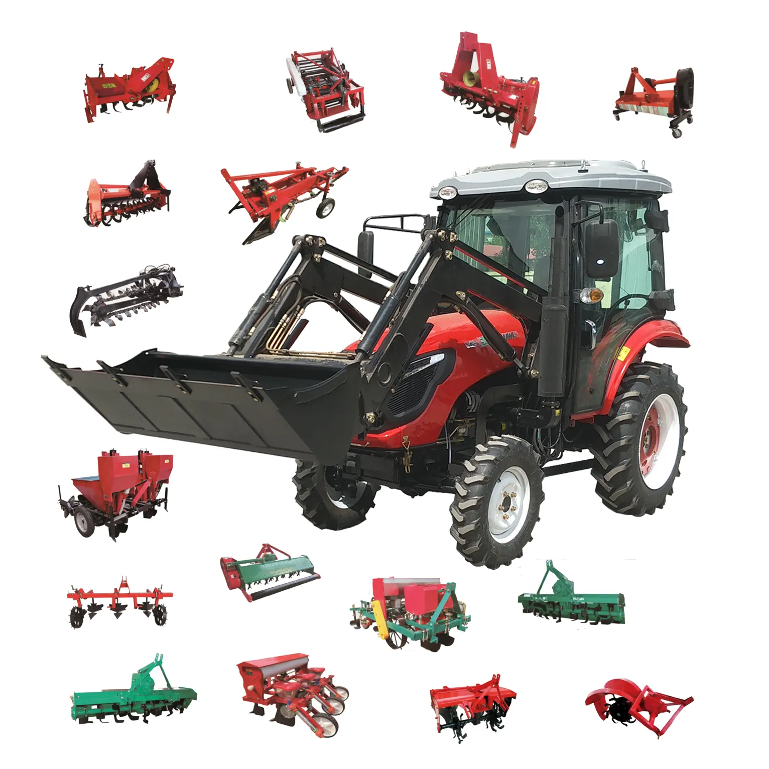 Goedkope 30HP 40HP 50HP 60HP Mini Wielen Landbouwtrekker 120 Power 4X4 Landbouw Tractor Loader Voor Verkopen