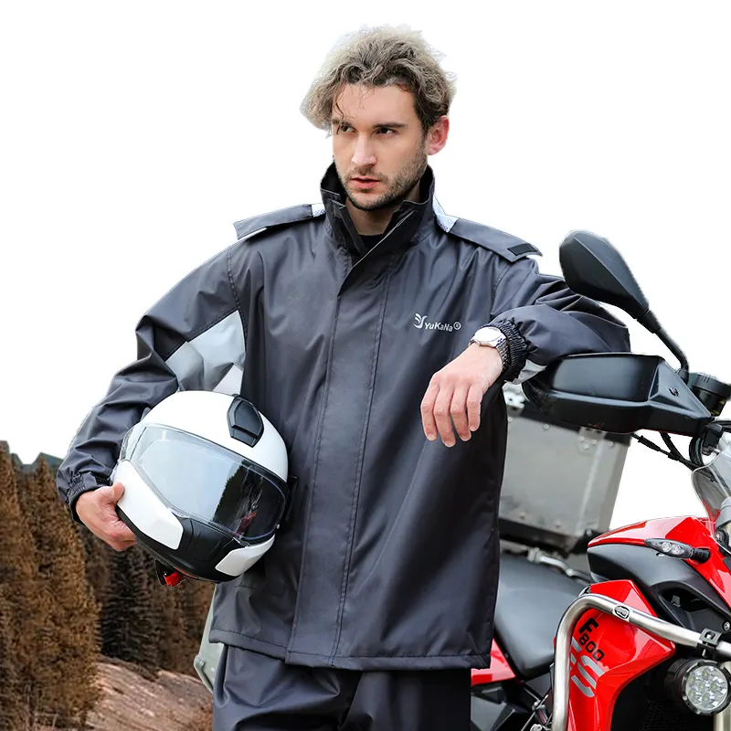 Лидер продаж, мотоциклетный черный дождевик на заказ, водонепроницаемый мотоциклетный уличный дождевик для езды на мотоцикле, брюки с разрезом, дождевик с карманами