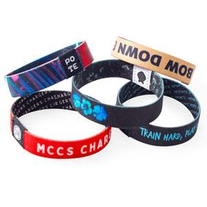 Pulsera deportiva con logotipo <span class=keywords><strong>de</strong></span> tela <span class=keywords><strong>de</strong></span> alta calidad, pulsera tejida elástica <span class=keywords><strong>de</strong></span> propaganda para eventos - Product Image 6