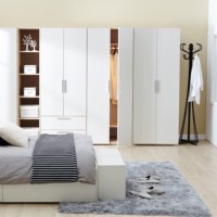 Nouveau Design Porte Coulissante En Bois Moderne Blanc Armoire Simple Armoire Chambre Meubles Maison Laque Extensible Taille Personnalisée