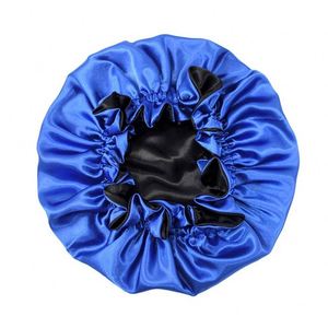 Bonnet en satin réversible de luxe avec logo ou image personnalisée imprimée, avec bande élastique, bonnets maman et moi - Product Image 2