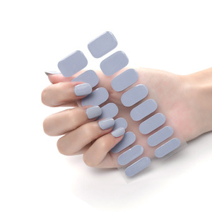 16 pièces de bandes de vernis à ongles semi-durcis en gel, couleur unie, écologiques, faciles à appliquer et à enlever, autocollants de style vernis à ongles pour filles et salons - Product Image 1