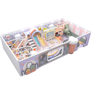 Aire de jeux intérieure en bois et plastique pour enfants, petite aire de jeux avec trampoline, équipement de jeu souple, piscine à balles, usage commercial - Product Image 2