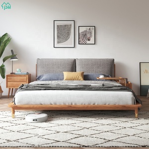 <span class=keywords><strong>Letto</strong></span> <span class=keywords><strong>Matrimoniale</strong></span> in <span class=keywords><strong>Legno</strong></span> con <span class=keywords><strong>Testiera</strong></span> in Cotone e Lino, Design Moderno con Comodino - Product Image 3