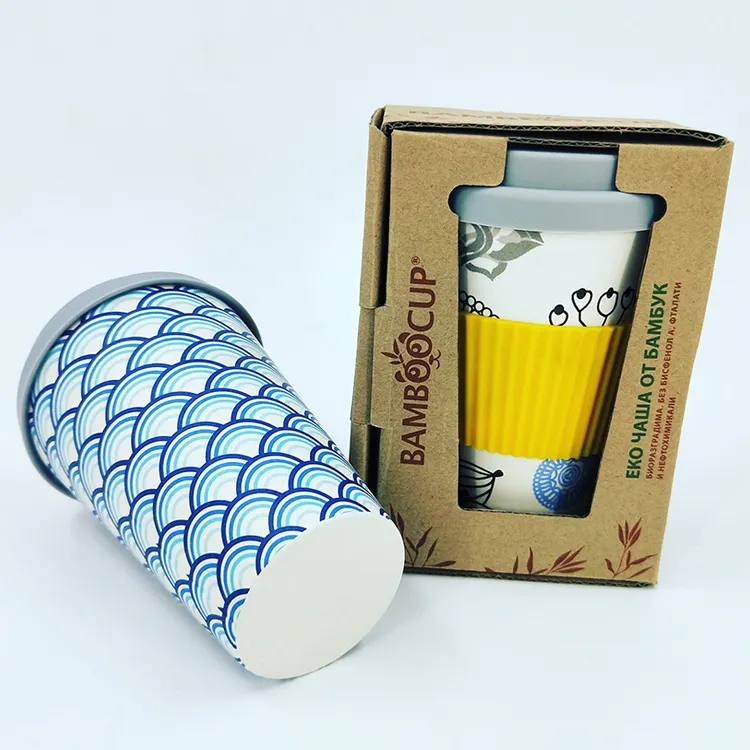 Biodegradable wholesale organic premium reusable bamboo fiber takeaway coffee cups mug