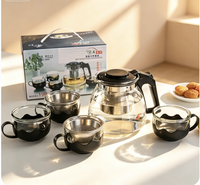 Service à thé en verre à cinq pièces, grande capacité, pour la maison, avec filtre Kung Fu, vaisselle pour restaurants, ensembles café et thé, théière