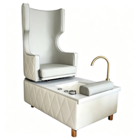 Fauteuil de pédicure de luxe à dossier haut, fauteuil de manucure spa, station de spa pour les pieds avec lavabo, robinet doré, mobilier de salon de manucure