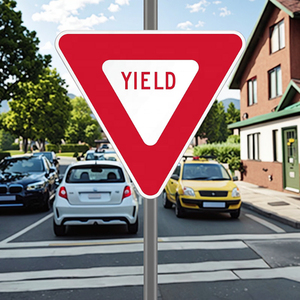 <span class=keywords><strong>Panneau</strong></span> de signalisation routier personnalisé Type debout avec film réfléchissant Ralentir et laisser place à un motif triangulaire - Product Image 6