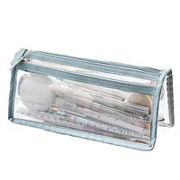 Étui à crayons transparent avec fermeture éclair pour la papeterie, sac de voyage en PVC transparent avec fermeture éclair, trousse de maquillage en PVC imperméable