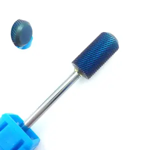 HYTOOS azul parte superior plana barril de carburo de tungsteno de uñas taladro 3/32 "manicura Bits para taladro clavo manicura pedicura herramientas