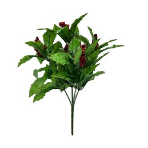 شجيرة عشب مزخرفة بأوراق صناعية مع ديكور أحمر قابل للحمل لديكور المنزل - Product Image 1