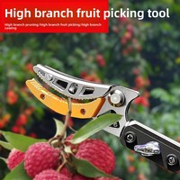 Telescopische fruitplukharken met hoge reikwijdte, 304 roestvrijstalen mes, ABS-handvat (zwart/zilver/oranje) voor lychees en loquat