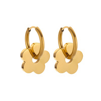 Moda collar de trébol de cinco hojas pendientes de flor de ciruelo flor geométrica OT cierre pulsera de acero inoxidable conjunto de joyería de 3 piezas