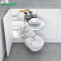 Kangyale Plateau tournant d'angle magique moderne Lazy Susan à 2 niveaux multifonctionnel pour armoire de cuisine et garde-manger