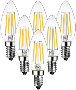 360 Grad klare Haupt beleuchtung Vintage dimmbare Kerzen lampe Ra80 4W C35 E14 E12 LED Glühlampe 40W Glühlampe Äquivalent
