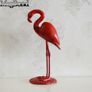 Antik bronz dökme demir Flamingo çifti heykeli zarif Metal figürinler kazınmış sevgililer günü için dökme demir flamingolar 2 Set - Product Image 5