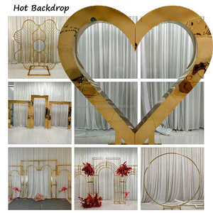 SMOOTH Modern Customized Stainless Steel Geometric <b>Rectangular</b> Wedding Backdrop <b>Mirror</b> Design <b>Gold</b>/Silver for Wedding Party - Product Image 3