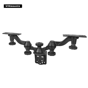 support latéral écologique pour sondeur de pêche bras pivotant double base aluminium 360° réglable pour deux écrans 6 pouces - Product Image 1