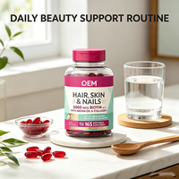 Complément Alimentaire OEM Cheveux, Peau & Ongles en Gélules Molles 165 unités 5000mcg Biotine Huile d'Argan Collagène Marque Privée