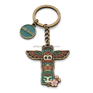NOUVEAU Porte-clés mousqueton vintage <span class=keywords><strong>en</strong></span> métal plaqué or avec breloques Orca, Saumon, Mouette, certifié SEDEX, personnalisé Canada Vancouver - Product Image 4