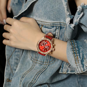 Reloj GUOU 8116 de alta calidad para mujer, reloj de cuarzo a la moda y a la moda con esfera grande, correa de cuero resistente al agua - Product Image 6