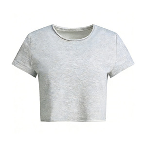 T-shirt court décontracté en maille respirante 280 GSM pour femme, 58,9 % coton, 41,1 % polyester, ourlet roulé brut avec logo personnalisé - Product Image 6