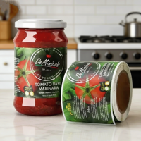 Étiquette personnalisée en vinyle durable pour emballage de ketchup, autocollant auto-adhésif pour bocal en verre, impression offset étanche pour produits alimentaires