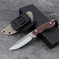 Couteau de survie tactique à lame pleine en acier 5Cr13Mov, lame fixe, pour le camping et la chasse en plein air, avec étui Kydex et allume-feu