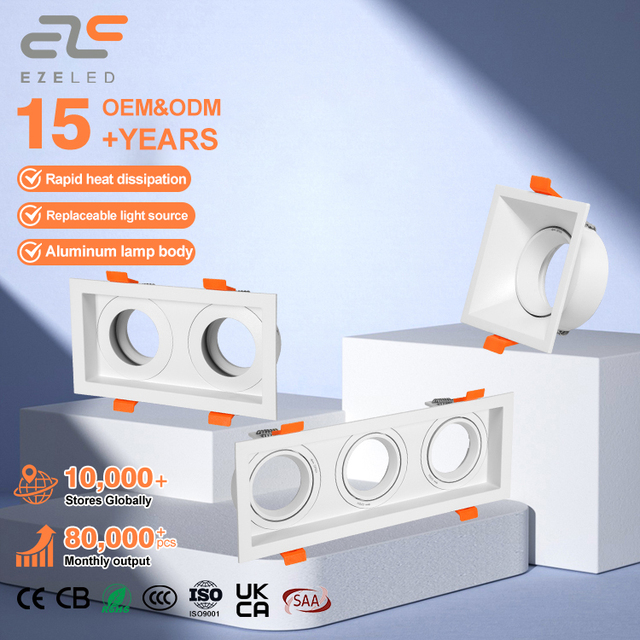2024 High Quality Double Head Square Downlight Project Commercial Lamp Trimless Recessed Led Ceiling Spot Lights