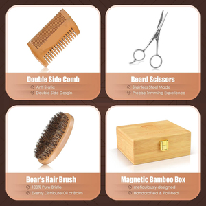 <span class=keywords><strong>Kit</strong></span> de toilettage naturel pour le soin de la <span class=keywords><strong>barbe</strong></span> en usine avec peigne brosse essentielle pour la gestion des poils du visage des hommes - Product Image 5