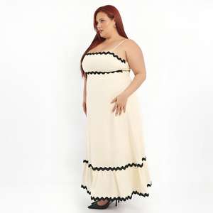 Vêtements personnalisés pour femmes Nouvelle couleur unie été dentelle épissée élégante fronde <span class=keywords><strong>grande</strong></span> <span class=keywords><strong>taille</strong></span> robes d'été - Product Image 3