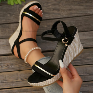 Women Wedge Open-Toe Thick-Soled Sandals Summer New European American Style <b>Large</b> Platform Roman Sandals - Product Image 4