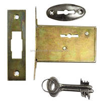 Serrure à double poignée Smartoss UK, style vintage anglais ancien, en fer et laiton, finition noire et nickel, fonction clé, pour portes intérieures