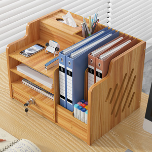Organizador de escritorio de madera de bambú personalizado, estante de libros, mesa de papelería, organizador de archivos para oficina - Product Image 4