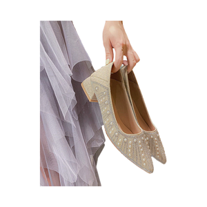 Zapatos de Tacón Grueso con Punta en Pico para Mujer, Zapatos de Vestir de Verano Ligeros y Transpirables, Estilo Slip-on para Oficina - Product Image 3