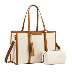 Bolso Tote de Cuero PU Vintage de Gran Capacidad para <span class=keywords><strong>Mujer</strong></span>, Bolso de Mano con Doble Asa, Bolso de Trabajo Impermeable con Borla Inspirada en Revistas - Product Image 3