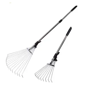 Hot Sales Lightweight Adjustable Professional Collect Leaves Garden Metal Grass Rake With Expanding Handle