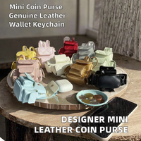 Nouveau Porte-monnaie carré en cuir de créateur avec fermeture éclair, porte-clés, broderie, couleurs mélangées, style décontracté, mini sac poupée, breloque porte-cartes