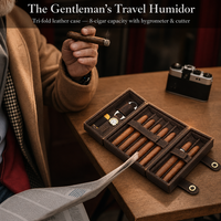 Étui à cigares rétro en cuir Crazy Horse pour 7 cigares, humidor de voyage portable à rabat, boîte de rangement en cuir véritable avec boucle, vente en gros