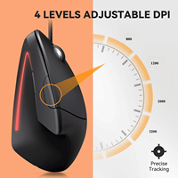 Mouse kabel vertikal 3200DPI 6 tombol, Mouse optik ergonomis nyaman untuk Laptop Desktop PC harga grosir